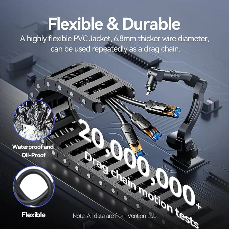 Vention Cat6A SFTP Industrial Drag Chain Ethernet Patch Cable - Vention