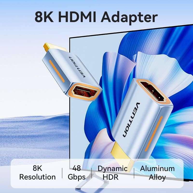 <tc>Vention</tc> Adaptateur HDMI mâle vers femelle 8K en alliage d'aluminium gris