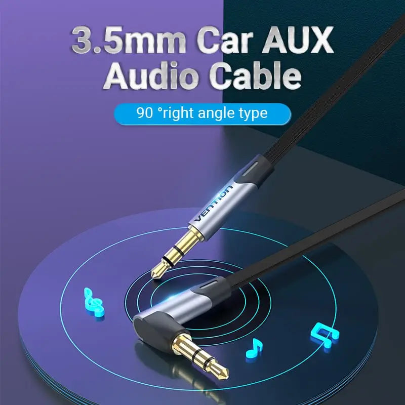 3.5MM Right Angle Male to Male Flat Aux Cable - Vention