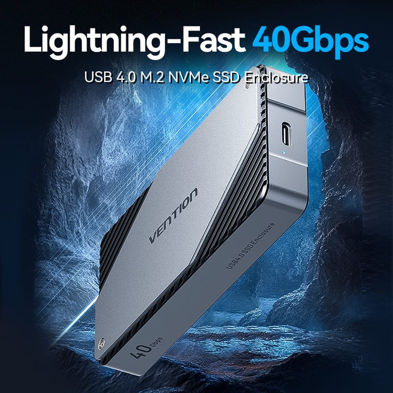 Vention USB 4.0 M.2 NVMe SSD Enclosure (USB 4.0 Type-C) Gray Aluminum Alloy Type - Vention