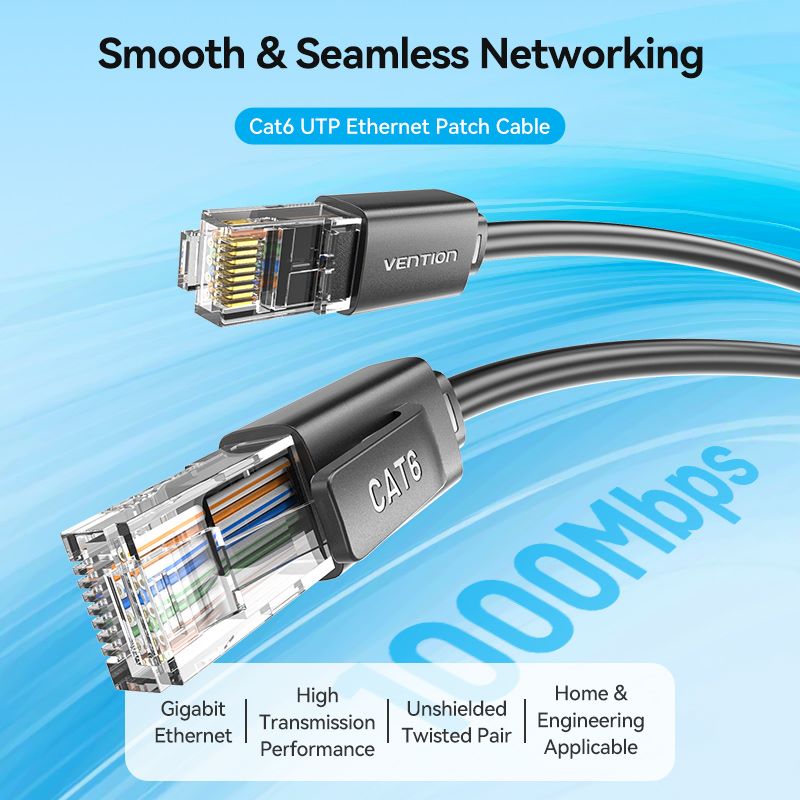 Cat6 UTP Patch Cable 0.5/1/1.5/2/3/5/8/10M Black