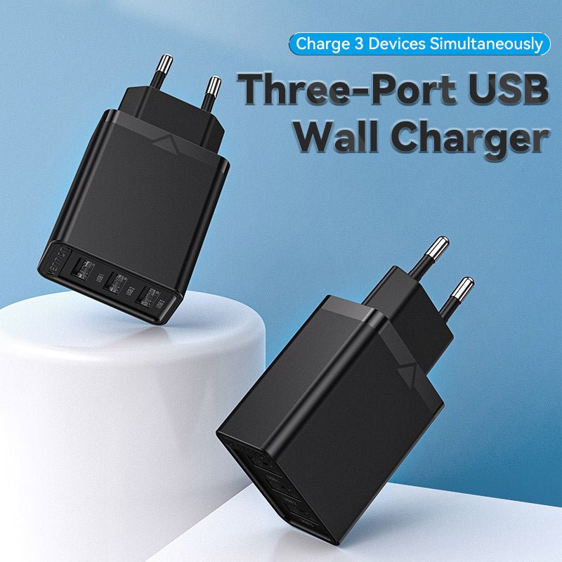 Vention 3-Port USB(A+A+A) Wall Charger(12W/12W/12W) EU-Plug - Vention
