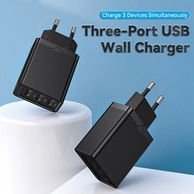 Vention 3-Port USB(A+A+A) Wall Charger(12W/12W/12W) EU-Plug - Vention