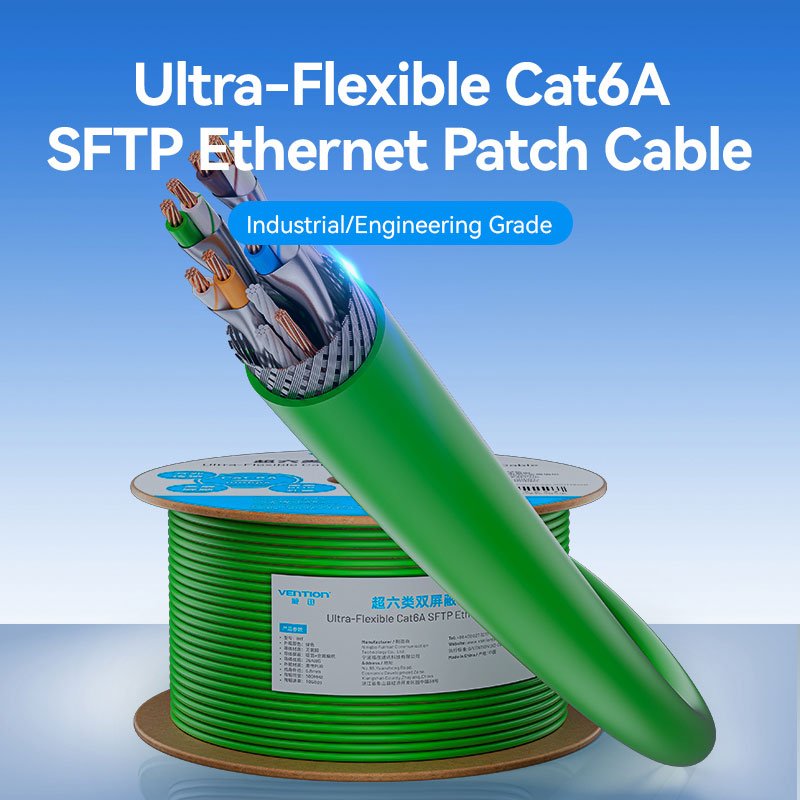 Vention Ultra-Flexible Cat6A SFTP Ethernet Patch Cable - Vention