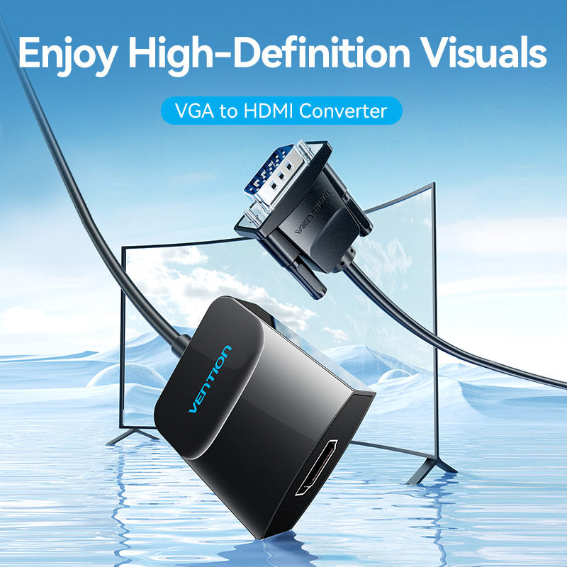 <tc>Vention</tc> VGA-zu-HDMI-Konverter mit Micro-USB-Buchse und Audioanschluss