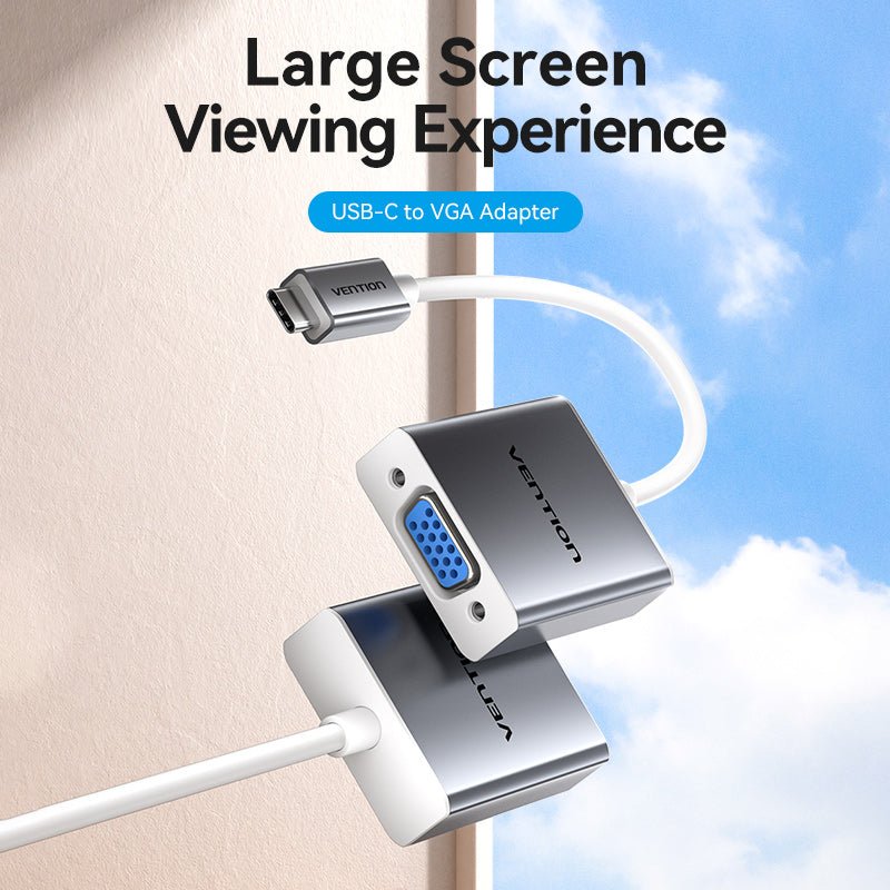 USB-C to VGA Converter 0.15M Silver Aluminium Alloy Type - Vention