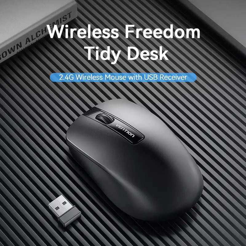 Vention 3-Button Wireless Computer Mouse with USB Receiver Black - Vention