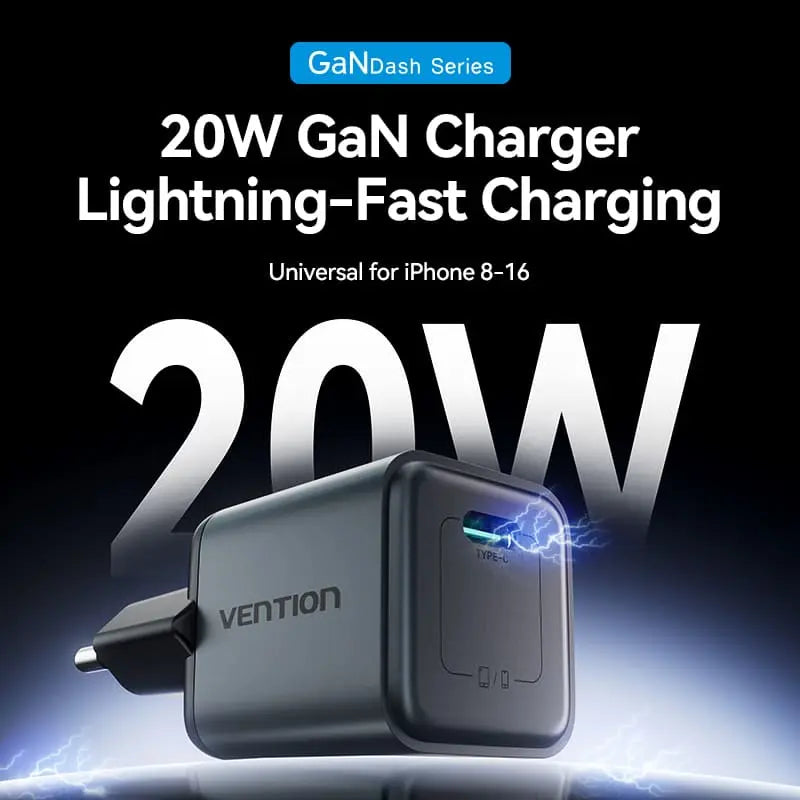 Vention 1-Port USB-C GaN Charger 20W EU-Plug - Vention