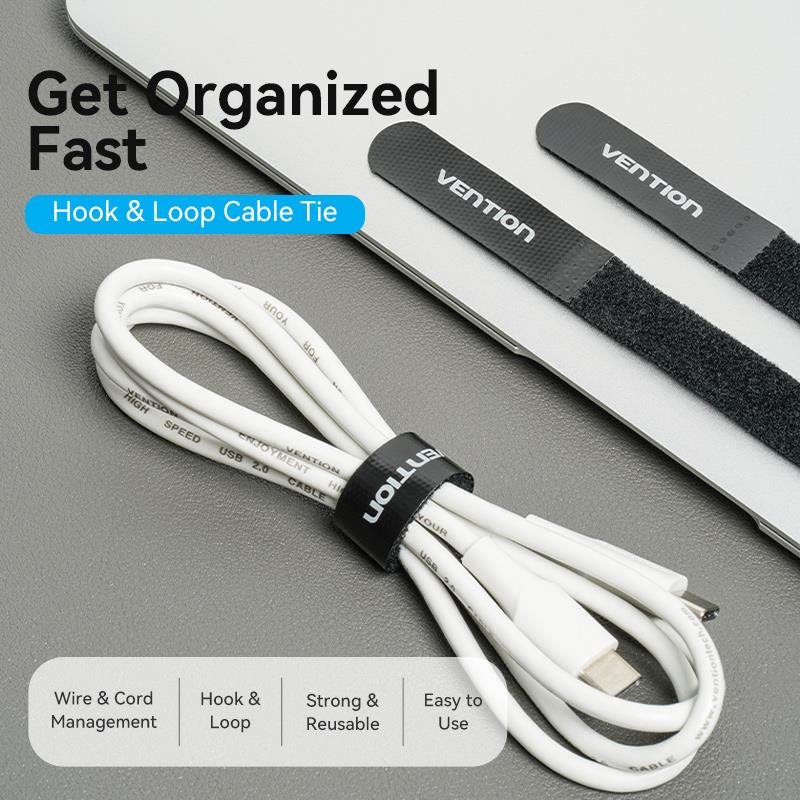 Vention Hook & Loop Cable Tie 120mm x 12mm Black - Vention
