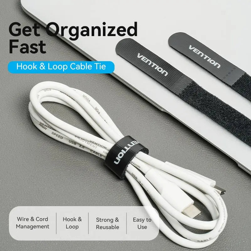 Vention Hook & Loop Cable Tie 120mm x 12mm Black - Vention