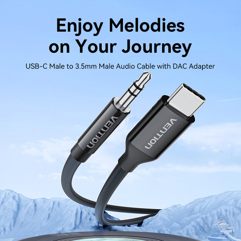 <tc>Vention</tc> Cable de audio USB-C macho a macho de 3,5 mm con adaptador DAC tipo ABS