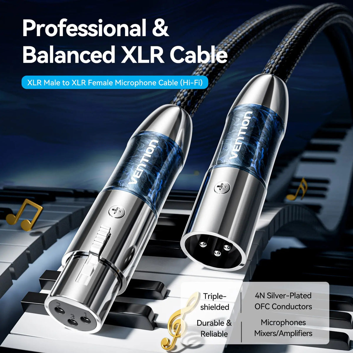 Vention XLR Male to XLR Female Microphone Cable (Hi-Fi) - Vention