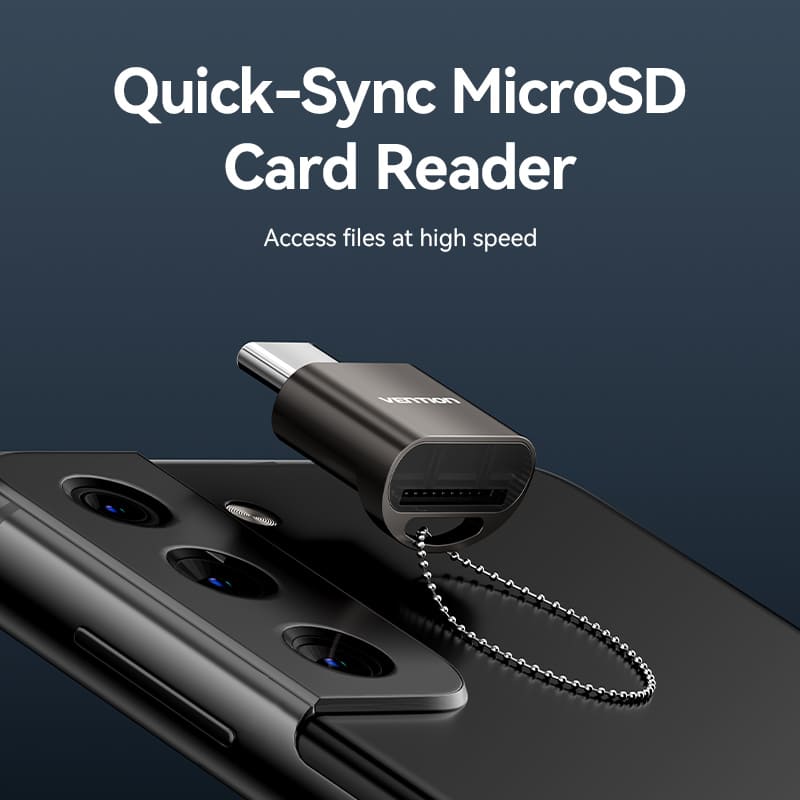 USB 2.0 Type-C MicroSD Card Reader Gray Zinc Alloy Type