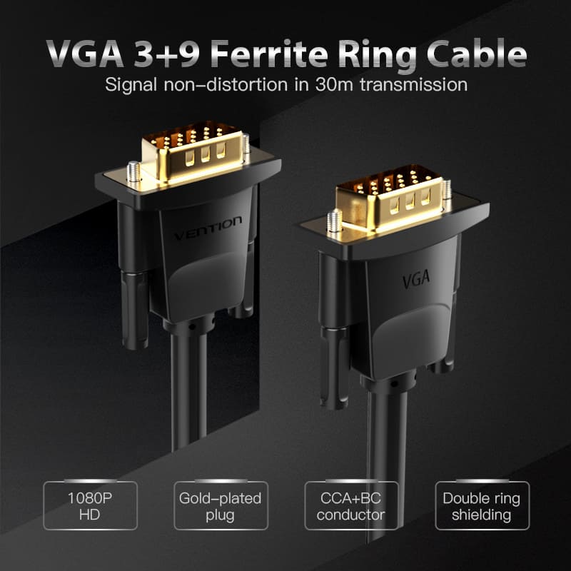 <tc>Vention</tc> Cable VGA (3+9) macho a macho de 8 m, color negro