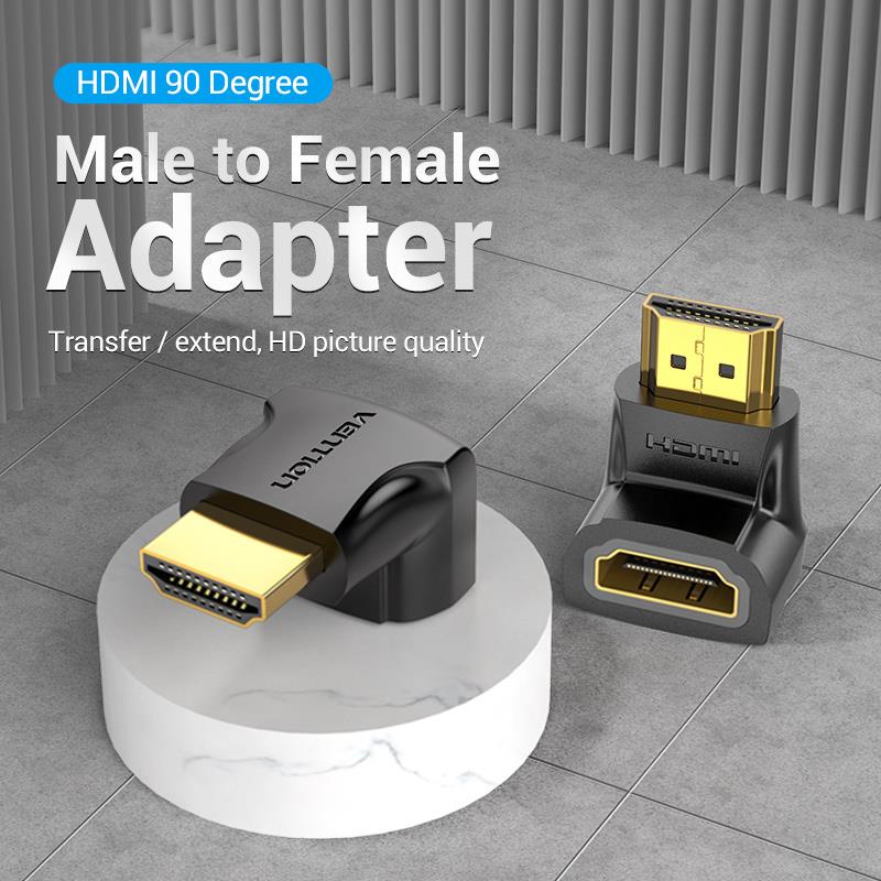 HDMI 90 Degree Male to Female Adapter Black
