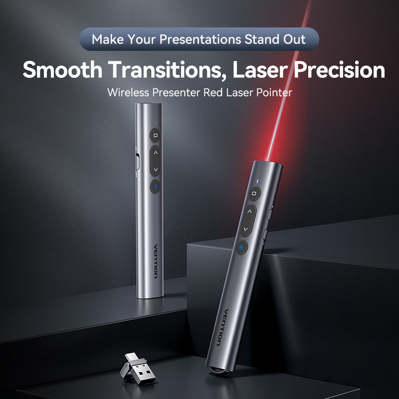 <tc>Vention</tc> Alat Presentasi PowerPoint Nirkabel dengan Penunjuk Laser Merah – Abu-abu