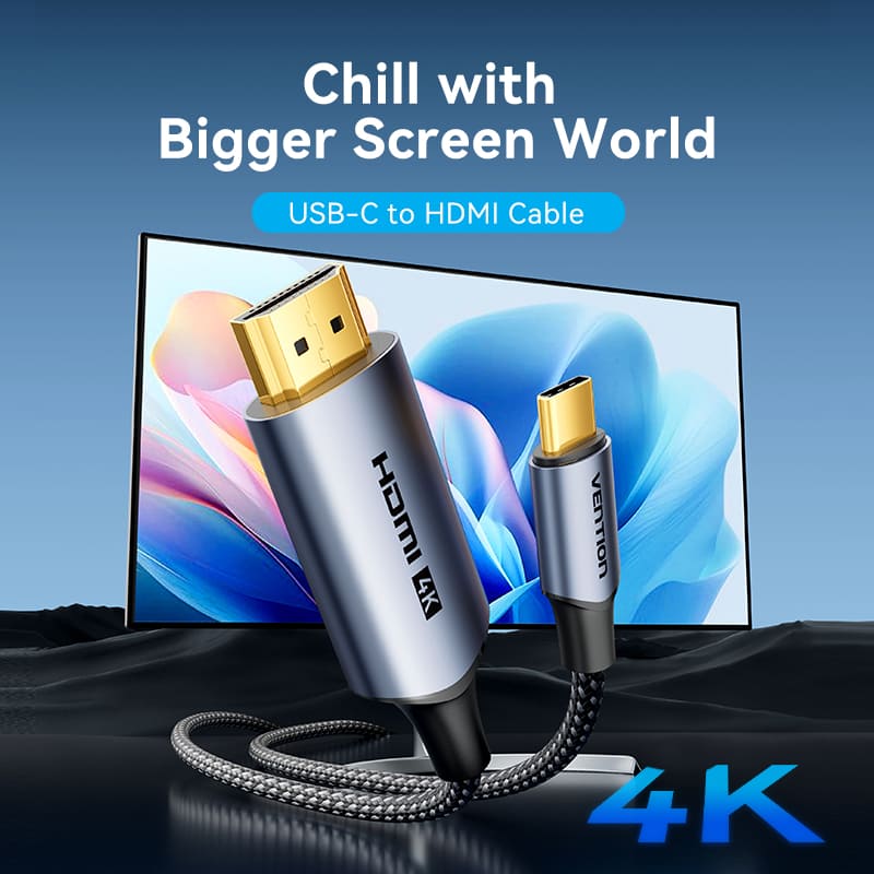 Cotton Braided USB-C to HDMI-A 4K HD Cable