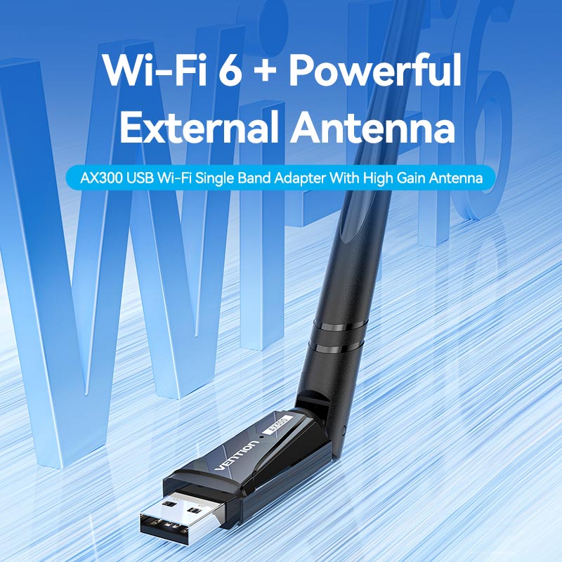 <tc>Vention</tc> Adaptor USB Wi-Fi Single Band AX300 Dengan Antena Penguatan Tinggi Hitam
