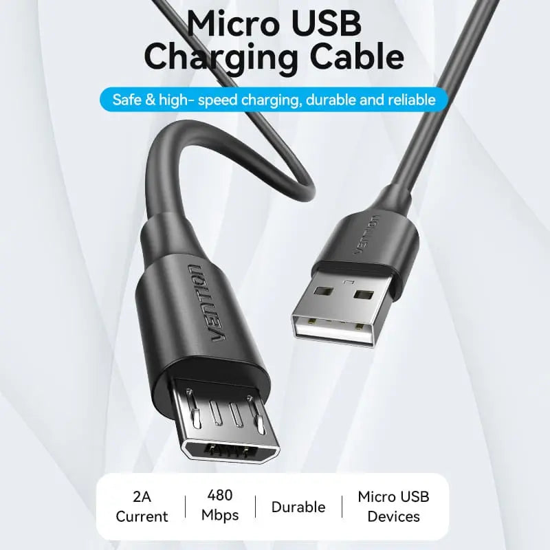 USB 2.0 A Male to Micro-B Male 2A Cable - Vention
