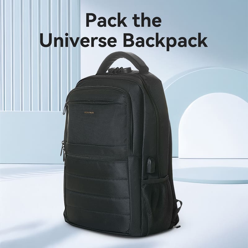 Water-Repellent Anti-Theft Laptop Backpack (45cm x 30cm x 15cm) with USB Charging Port and Lock Black