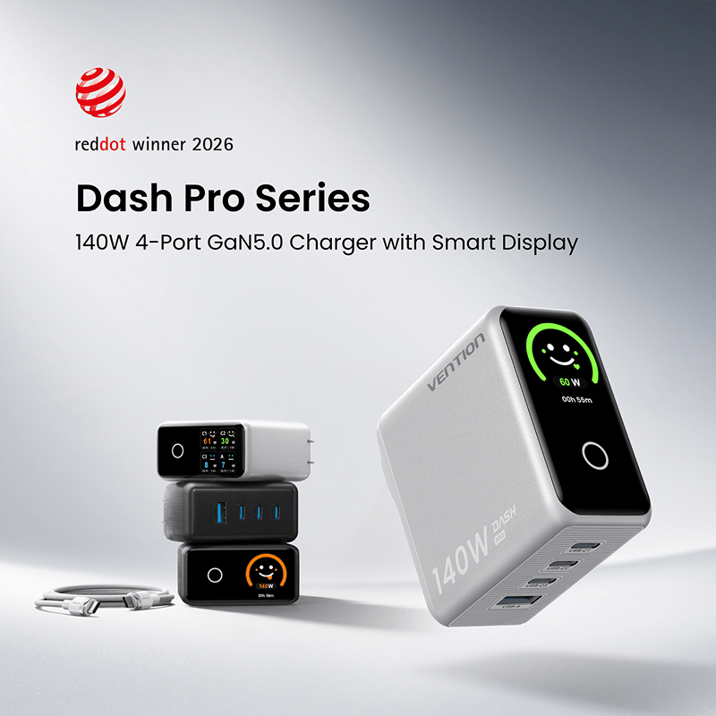 140W 4-Port GaN5.0 Charger with Smart Display - Vention
