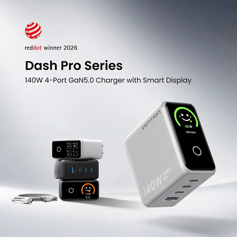 140W 4-Port GaN5.0 Charger with Smart Display - Vention