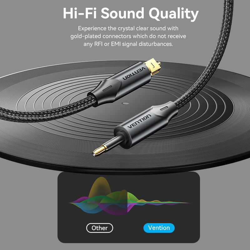 Vention Toslink to Mini Toslink Optical Audio Cable 0.5/1/1.5/2/3/5/10M Black Aluminum Alloy Type