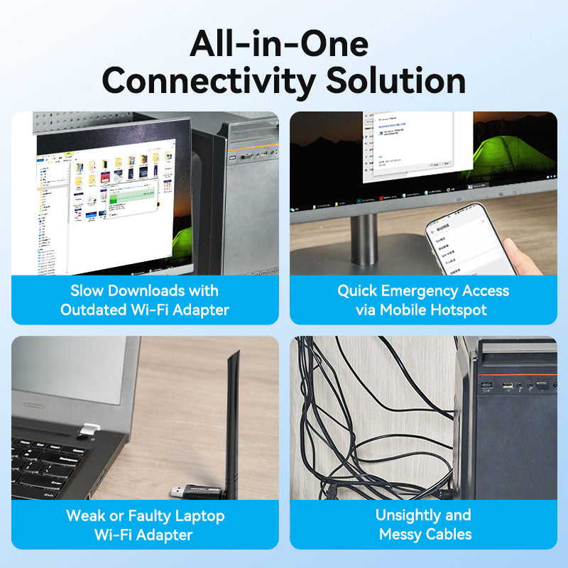 Vention AX900 USB Wi-Fi Dual Band Adapter With High Gain Antenna Black