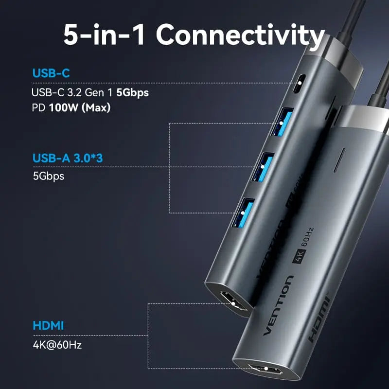 Vention 5-in-1 USB-C Docking Station - Vention