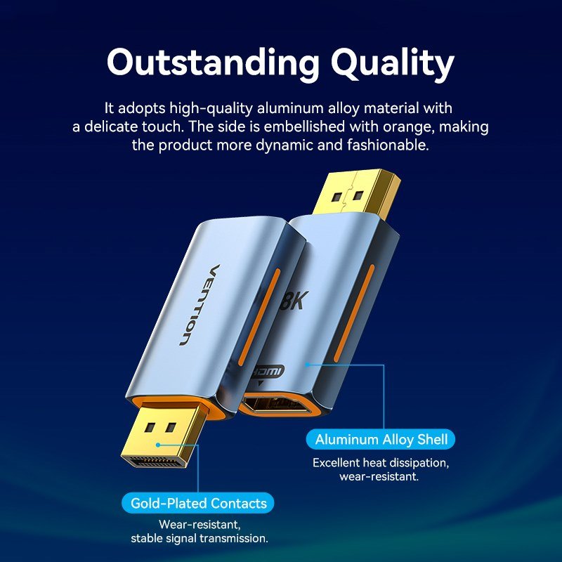 Vention DP Male to HDMI™-A Female 8K Adapter Gray Aluminum Alloy Type - Vention