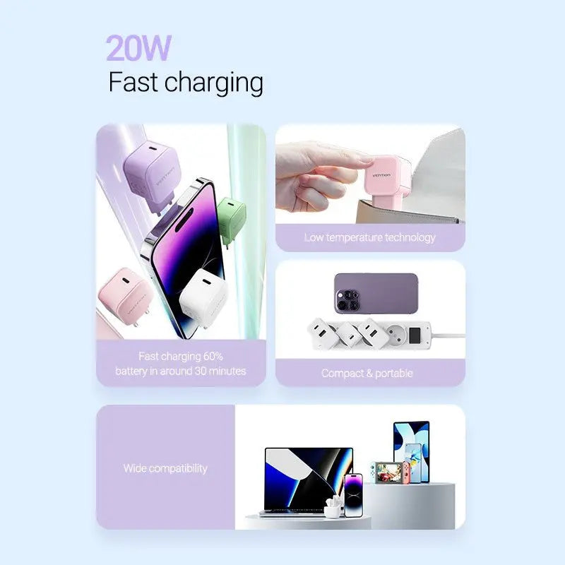 Vention 1-Port USB-C Wall Charger 20W EU-Plug - Vention