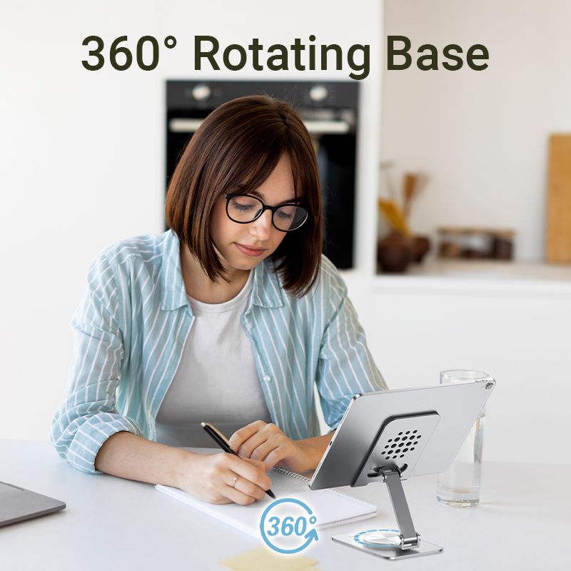 Vention Articulating Desk Phone Stand with 360° Rotatable Base Gray Aluminium Alloy Type - Vention