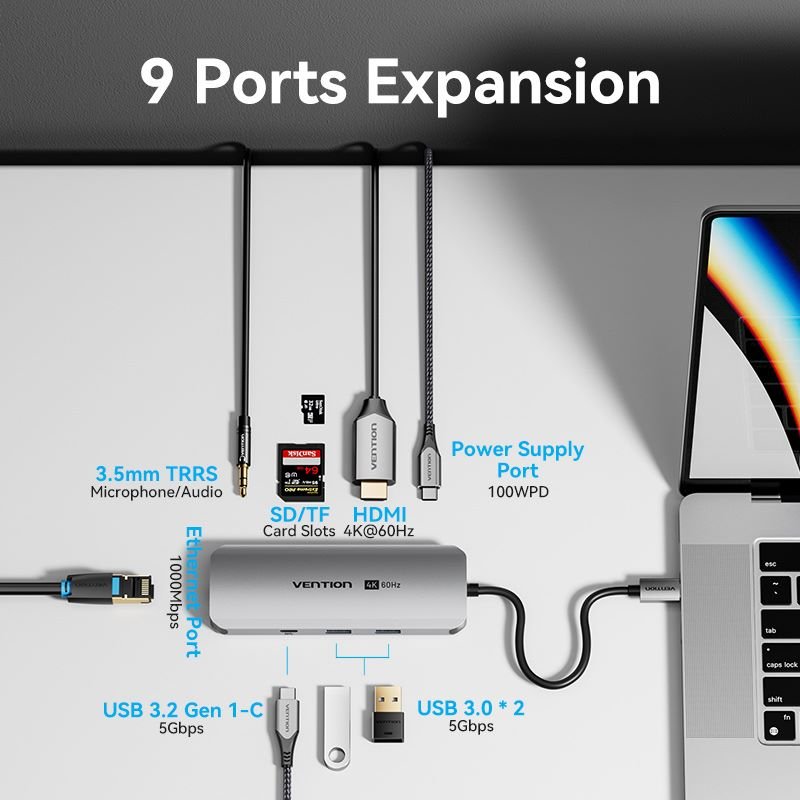 Vention 9-in-1 USB-C Docking Station - Vention