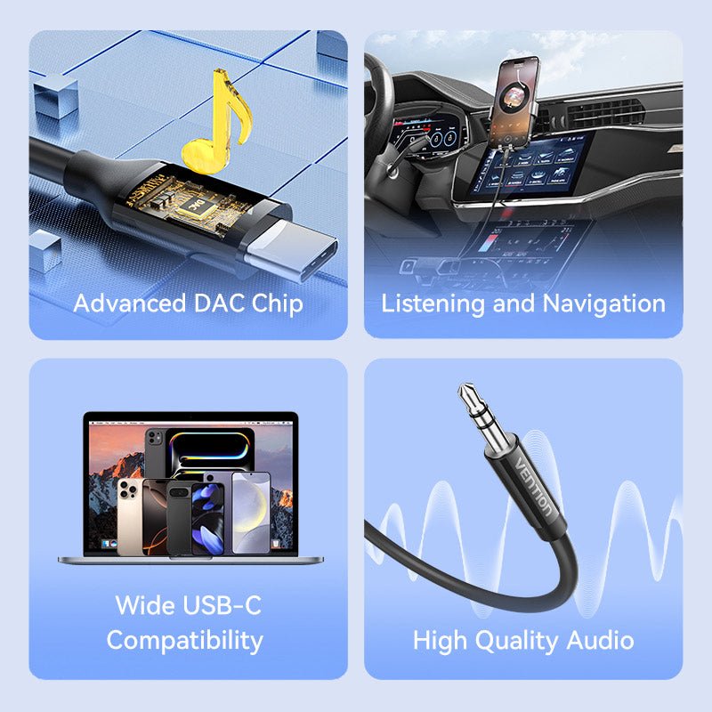 Vention USB-C Male to 3.5mm Male Audio Cable with DAC Adapter ABS Type - Vention