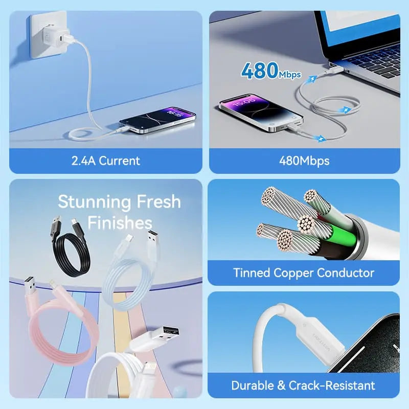 Vention USB 2.0 Type-A Male to Lightning Male 2.4A Cable PVC Type - Vention