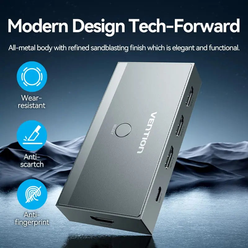 Vention 3 In 1 Out 8K HDMI™ Switcher Gray Aluminium Alloy Type - Vention
