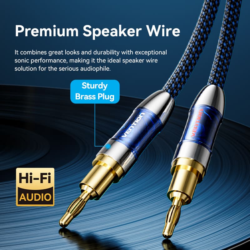 Vention Speaker Wire (Hi-Fi) with Dual Banana Plugs