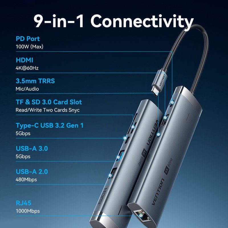 Vention 9-in-1 USB-C Docking Station - Vention