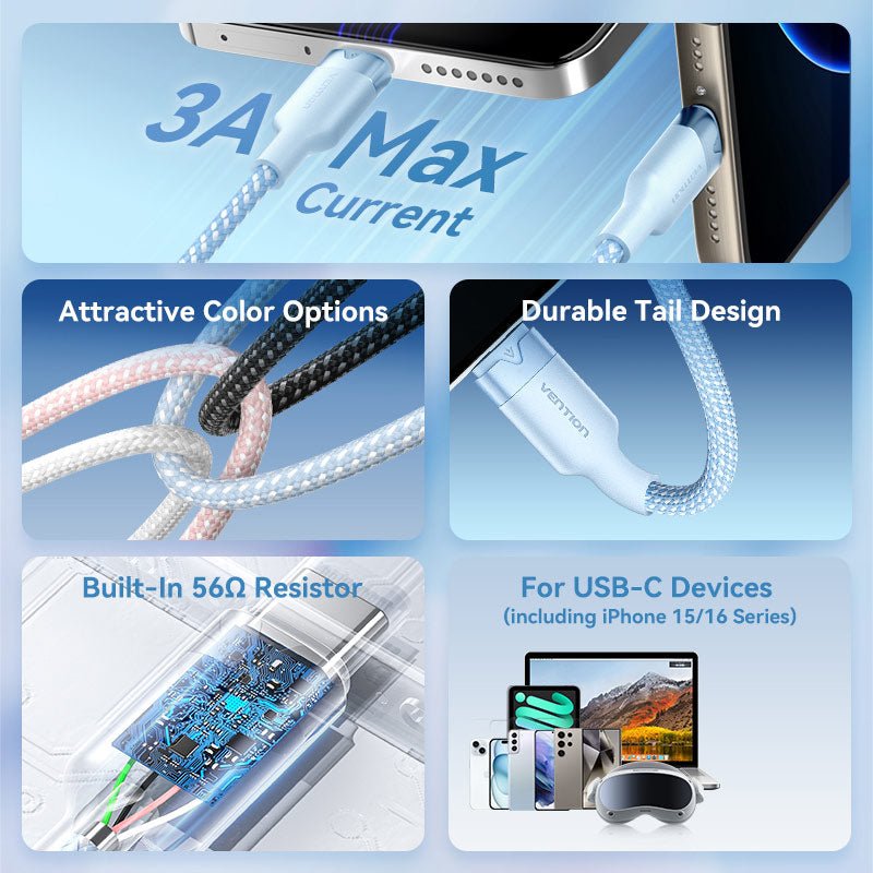 Vention USB 2.0 A Male to C Male 3A Cable Aluminum Alloy Type - Vention