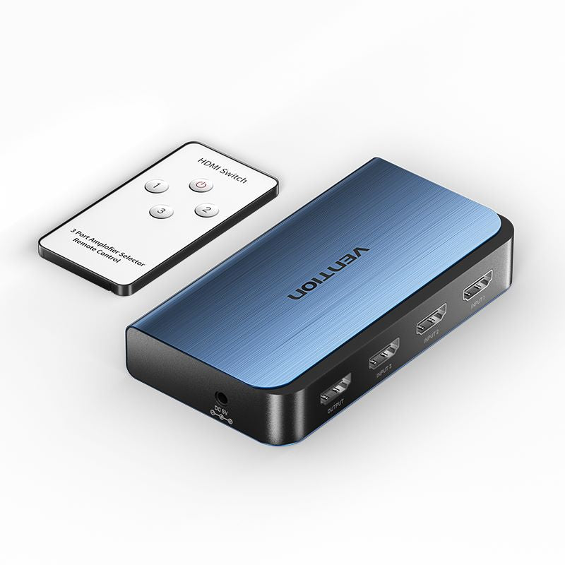 <tc>Vention</tc> Conmutador HDMI 3 en 1 con salida de aleación de aluminio azul