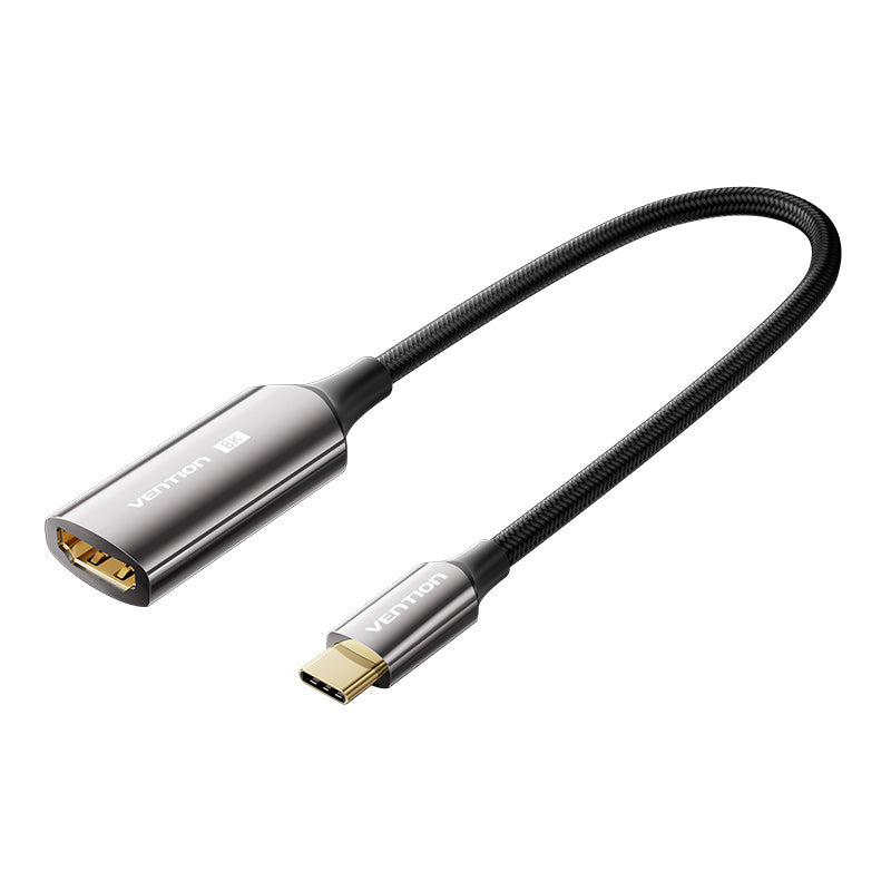 <tc>Vention</tc> Convertisseur USB-C vers HDMI 8K en coton tressé, 0,25 m, noir, alliage de zinc