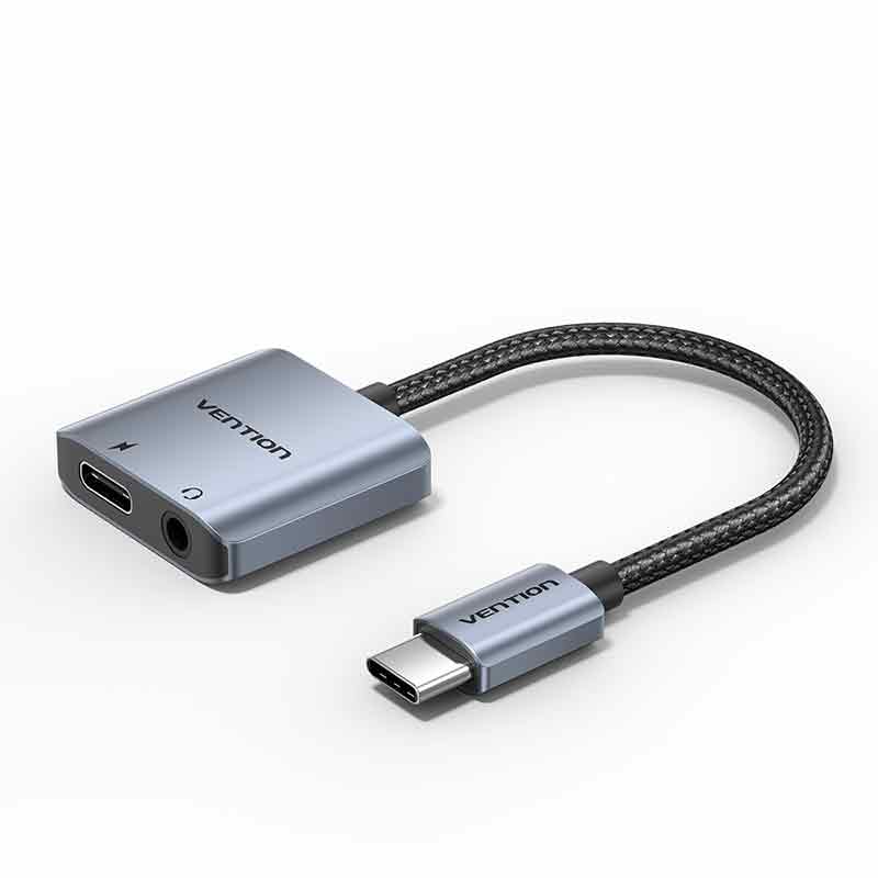 Vention USB-C Male to Female Audio Adapter with Fast Charging Po