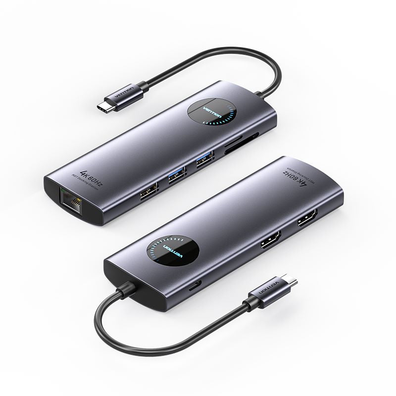 USB-C to HDMI x 2/USB 3.0 x 2/USB 2.0/RJ45/SD/TF/PD MST Docking Station