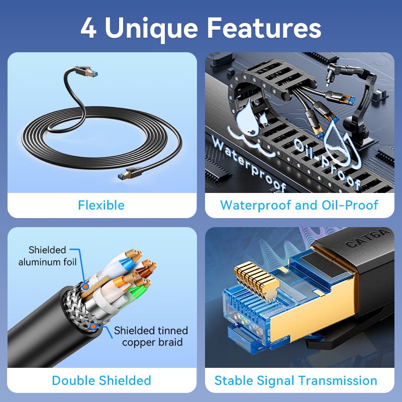 Vention Cat6A SFTP Industrial Drag Chain Ethernet Patch Cable - Vention