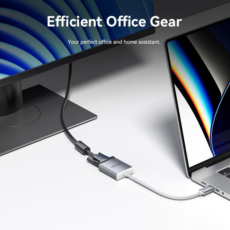 USB-C to VGA Converter 0.15M Silver Aluminium Alloy Type - Vention
