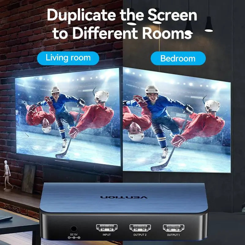 Vention 1 In 2 Out HDMI™ Splitter Blue Aluminum Alloy Type EU Standard - Vention