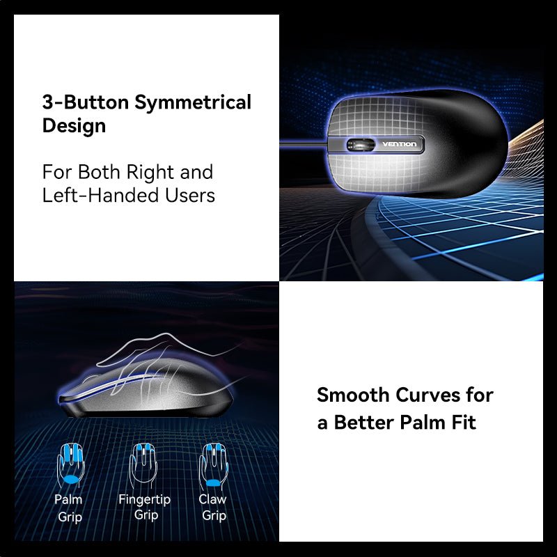 Vention 3-Button USB Wired Computer Mouse 1.5M Black - Vention