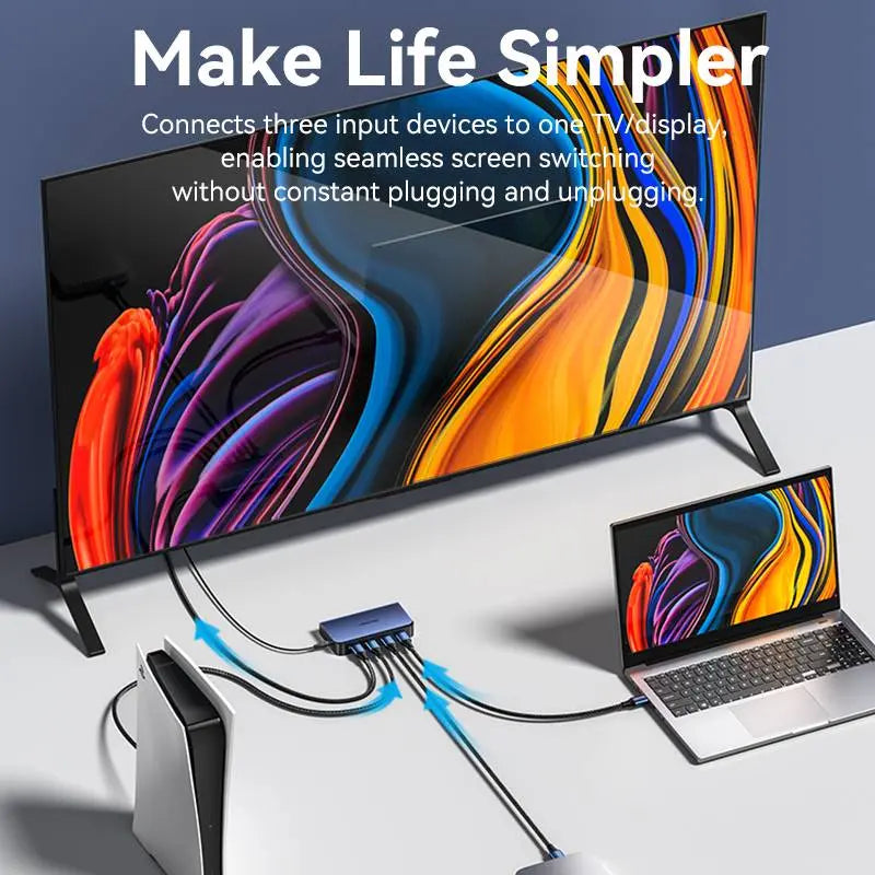 Vention 3 In 1 Out HDMI™ Switcher Blue Aluminum Alloy Type - Vention