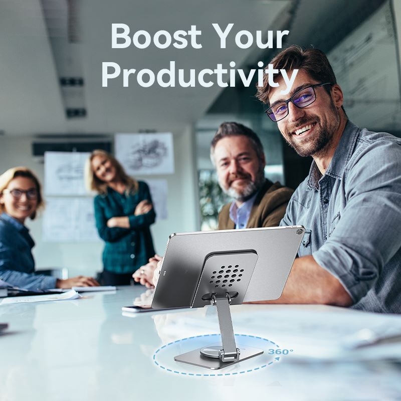 Vention Articulating Desk Phone Stand with 360° Rotatable Base Gray Aluminium Alloy Type - Vention