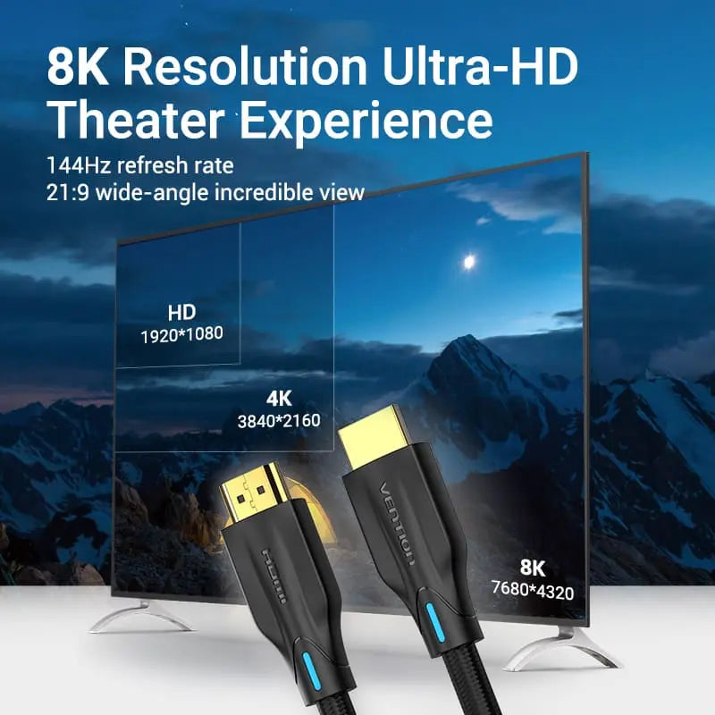 Vention Cotton Braided 8K HDMI™ Cable Black - Vention